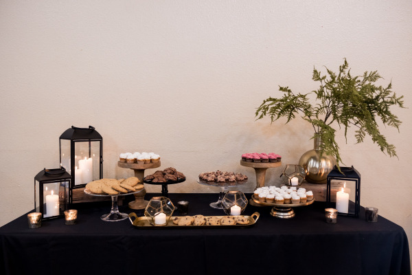 A food spread of treats on a table