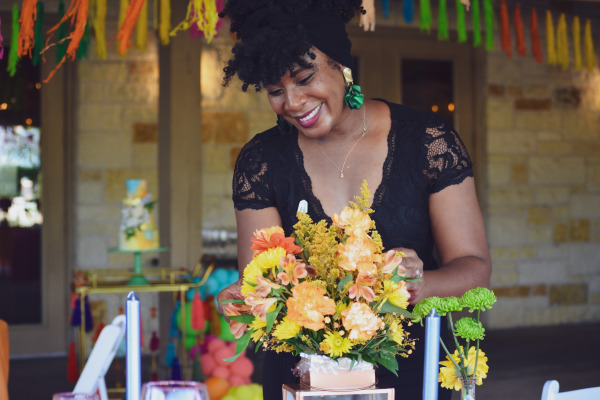 Setting up the flowers