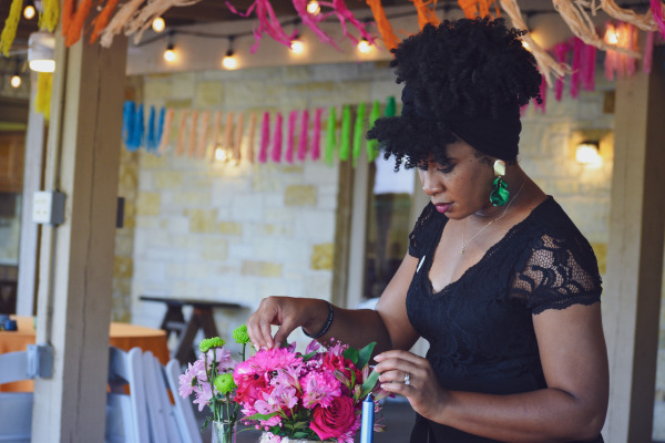 Adjusting the flowers